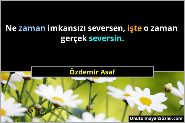 Özdemir Asaf - Ne zaman imkansızı seversen, işte o zaman gerçek seversin....