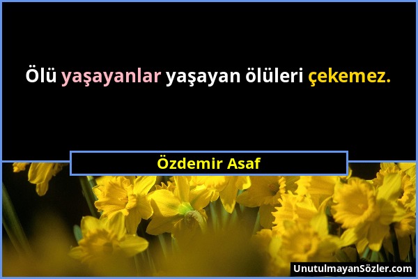 Özdemir Asaf - Ölü yaşayanlar yaşayan ölüleri çekemez....