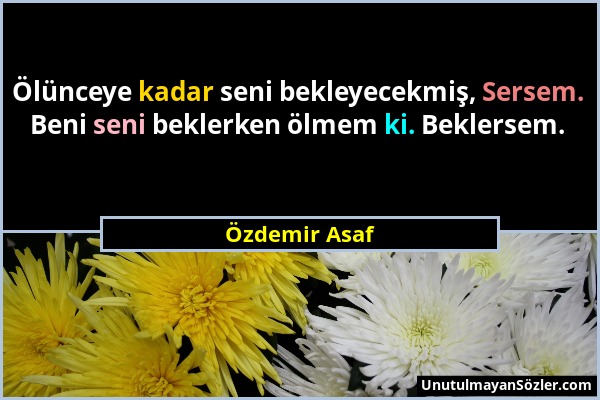 Özdemir Asaf - Ölünceye kadar seni bekleyecekmiş, Sersem. Beni seni beklerken ölmem ki. Beklersem....