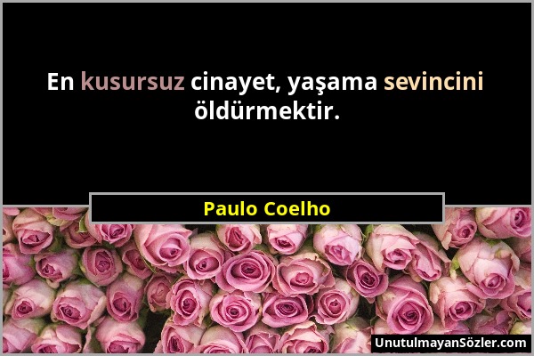 Paulo Coelho - En kusursuz cinayet, yaşama sevincini öldürmektir....