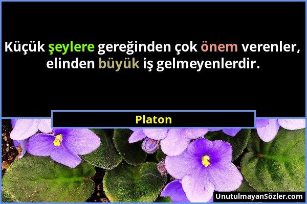 Platon - Küçük şeylere gereğinden çok önem verenler, elinden büyük iş gelmeyenlerdir....