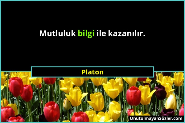 Platon - Mutluluk bilgi ile kazanılır....