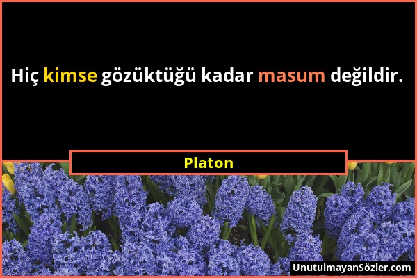 Platon - Hiç kimse gözüktüğü kadar masum değildir....