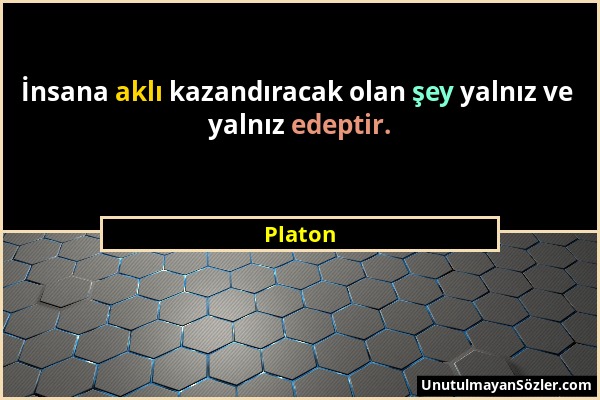 Platon - İnsana aklı kazandıracak olan şey yalnız ve yalnız edeptir....