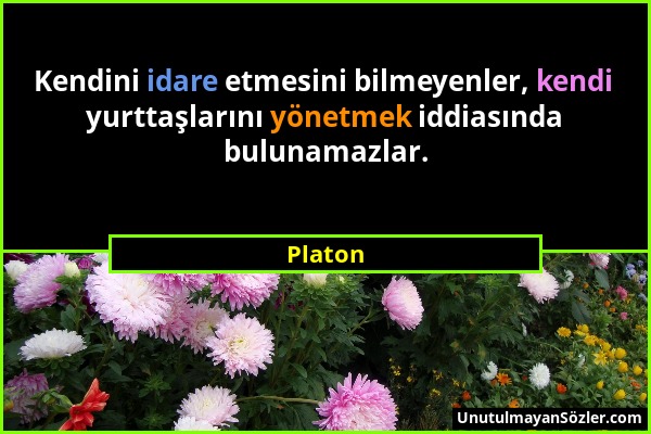 Platon - Kendini idare etmesini bilmeyenler, kendi yurttaşlarını yönetmek iddiasında bulunamazlar....