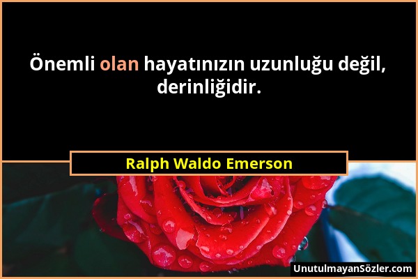 Ralph Waldo Emerson - Önemli olan hayatınızın uzunluğu değil, derinliğidir....