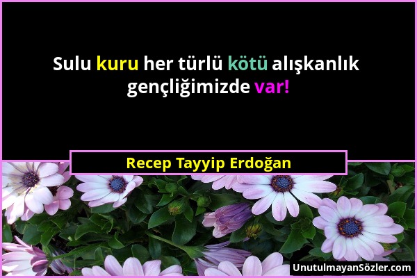 Recep Tayyip Erdoğan - Sulu kuru her türlü kötü alışkanlık gençliğimizde var!...