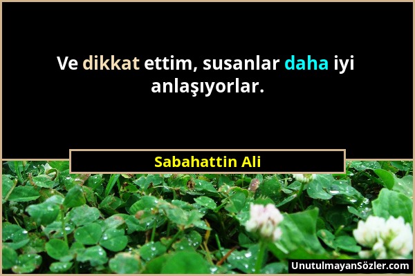 Sabahattin Ali - Ve dikkat ettim, susanlar daha iyi anlaşıyorlar....