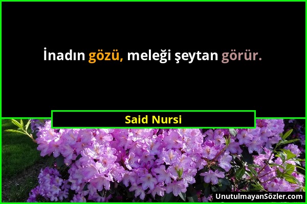 Said Nursi - İnadın gözü, meleği şeytan görür....