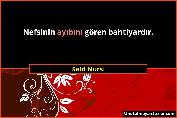 Said Nursi - Nefsinin ayıbını gören bahtiyardır....