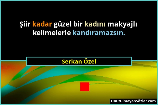 Serkan Özel - Şiir kadar güzel bir kadını makyajlı kelimelerle kandıramazsın....