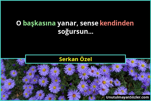 Serkan Özel - O başkasına yanar, sense kendinden soğursun......