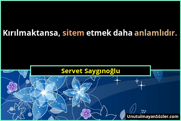 Servet Saygınoğlu - Kırılmaktansa, sitem etmek daha anlamlıdır....