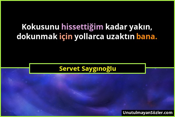 Servet Saygınoğlu - Kokusunu hissettiğim kadar yakın, dokunmak için yollarca uzaktın bana....