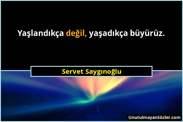 Servet Saygınoğlu - Yaşlandıkça değil, yaşadıkça büyürüz....