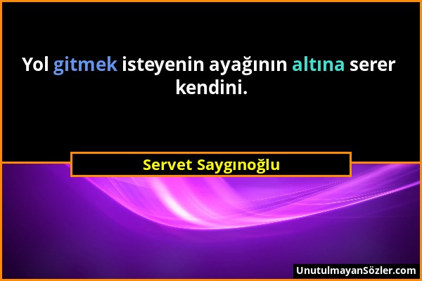 Servet Saygınoğlu - Yol gitmek isteyenin ayağının altına serer kendini....