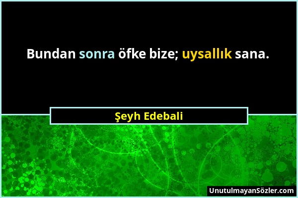 Şeyh Edebali - Bundan sonra öfke bize; uysallık sana....