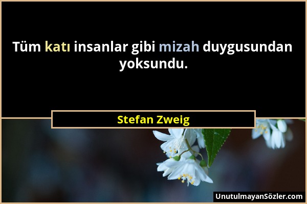 Stefan Zweig - Tüm katı insanlar gibi mizah duygusundan yoksundu....
