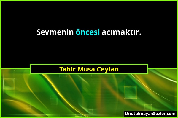 Tahir Musa Ceylan - Sevmenin öncesi acımaktır....