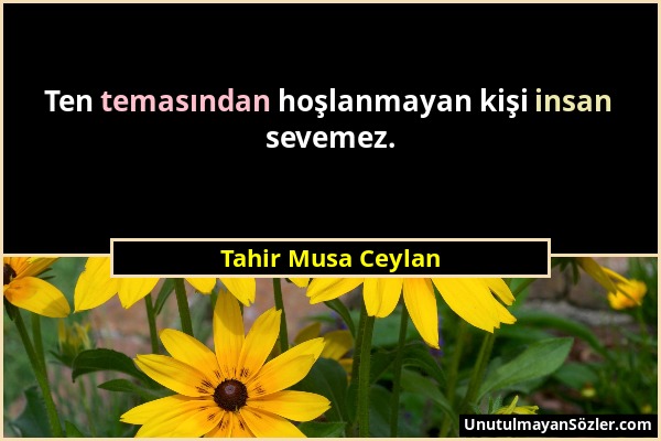 Tahir Musa Ceylan - Ten temasından hoşlanmayan kişi insan sevemez....