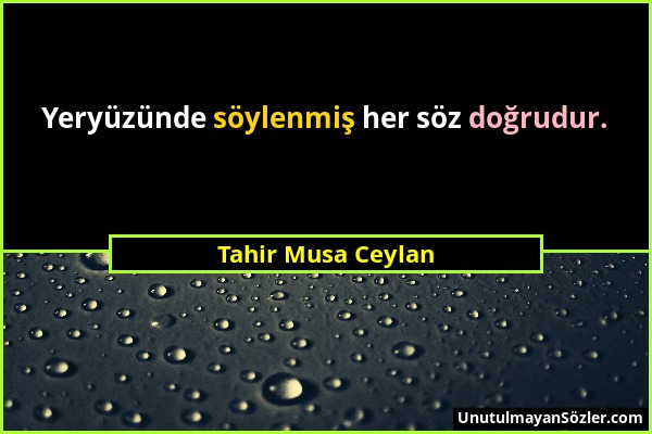 Tahir Musa Ceylan - Yeryüzünde söylenmiş her söz doğrudur....