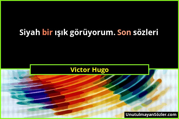 Victor Hugo - Siyah bir ışık görüyorum. Son sözleri...