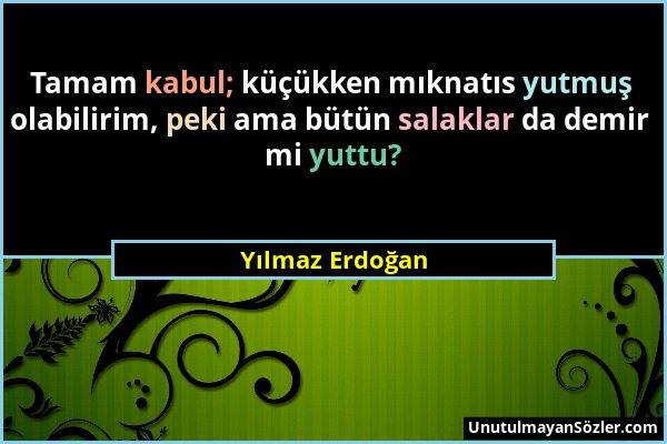 Yılmaz Erdoğan - Tamam kabul; küçükken mıknatıs yutmuş olabilirim, peki ama bütün salaklar da demir mi yuttu?...