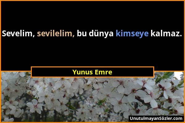 Yunus Emre - Sevelim, sevilelim, bu dünya kimseye kalmaz....