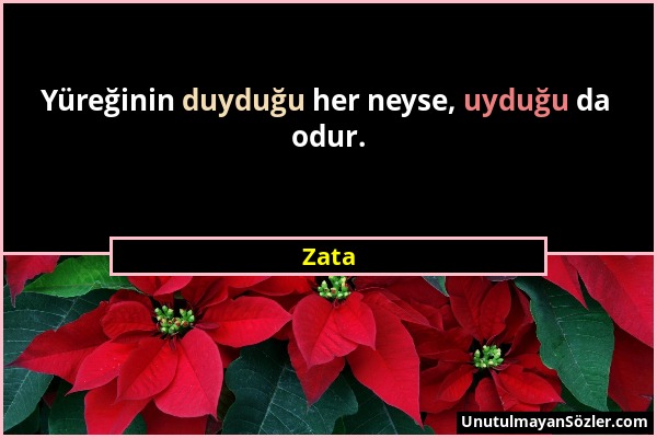 Zata - Yüreğinin duyduğu her neyse, uyduğu da odur....