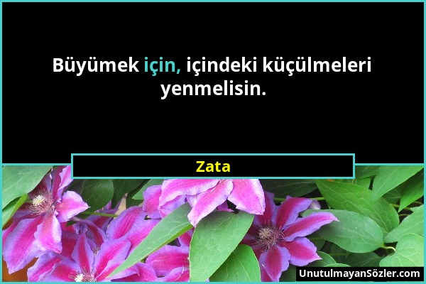 Zata - Büyümek için, içindeki küçülmeleri yenmelisin....